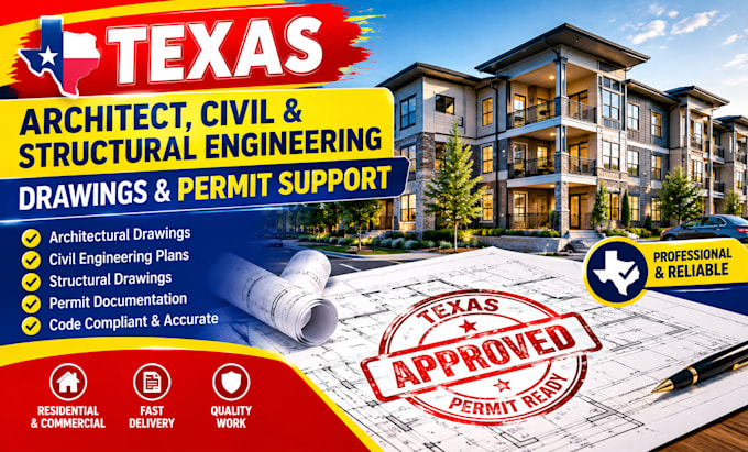 draw texas stamp for architect, civil and structural engineering drawings