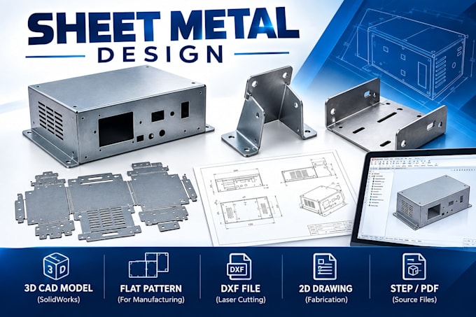 do sheet metal design solidworks cad flat pattern dxf fabrication