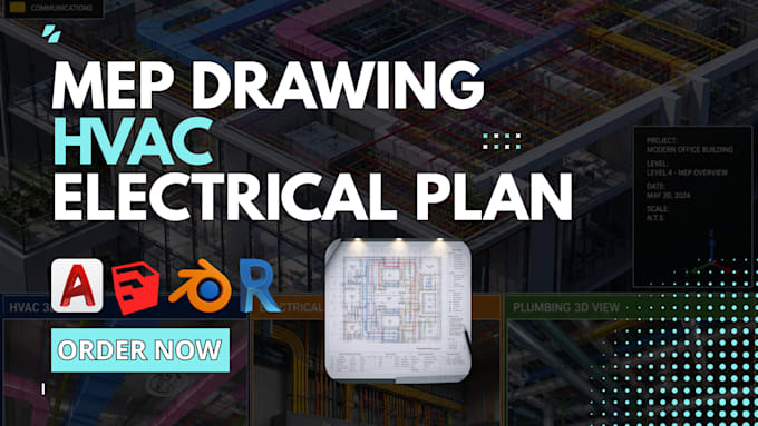 do mep drawing, hvac, electrical plan, plumbing system, bim modeling for permit