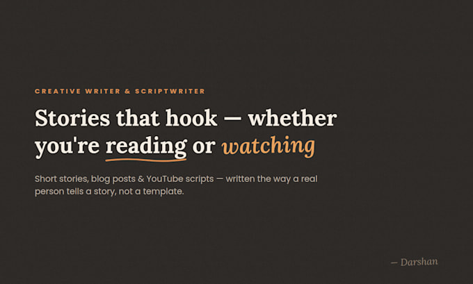 write stories that hook, whether you are reading or watching