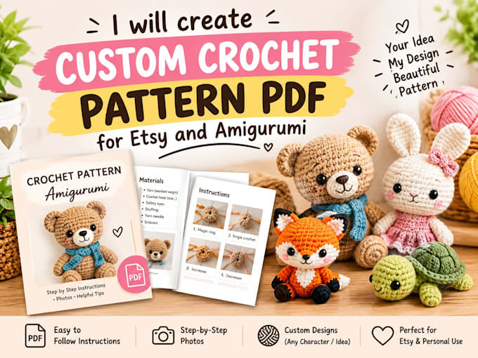 create custom crochet pattern PDF for etsy and amigurumi