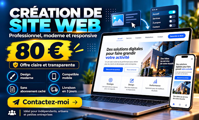 créer votre site web professionnel moderne pour 80 euros