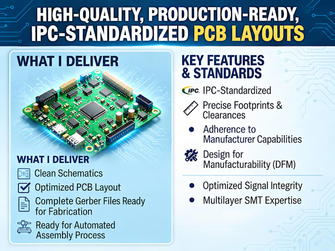 design high quality production ready ipc standardized pcb layouts