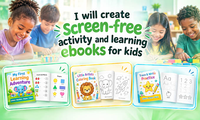 create screen free activity and learning ebooks for kids