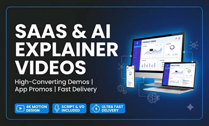 create saas explainer, ai explainer video or app promo
