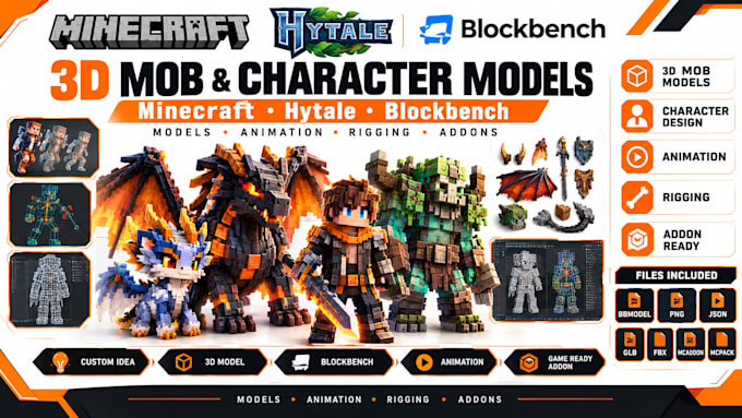 create hytale minecraft blockbench 3d mob character model animation for addons