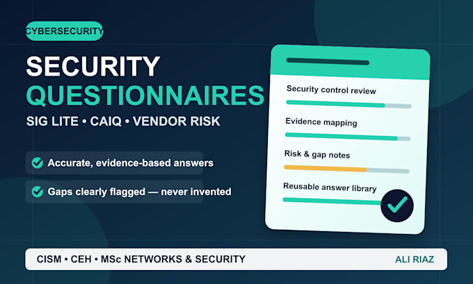 complete vendor security questionnaires, sig lite and caiq