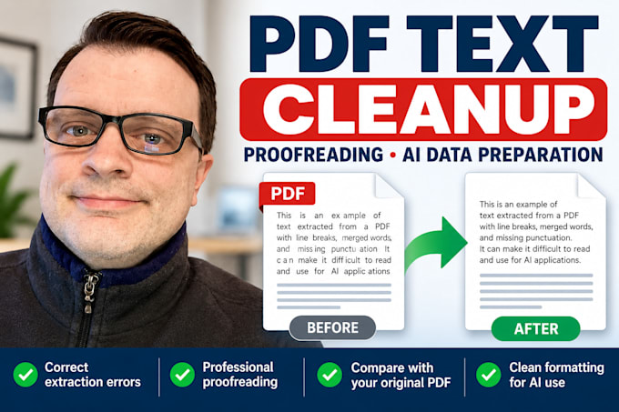 proofread and clean extracted PDF text for ai data preparation