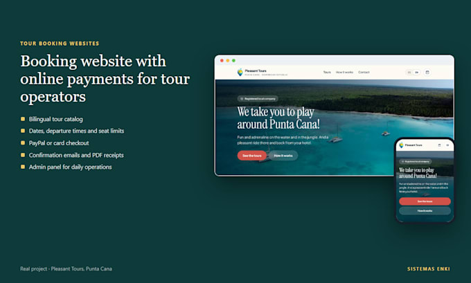 build a tour booking website with online payments and admin panel