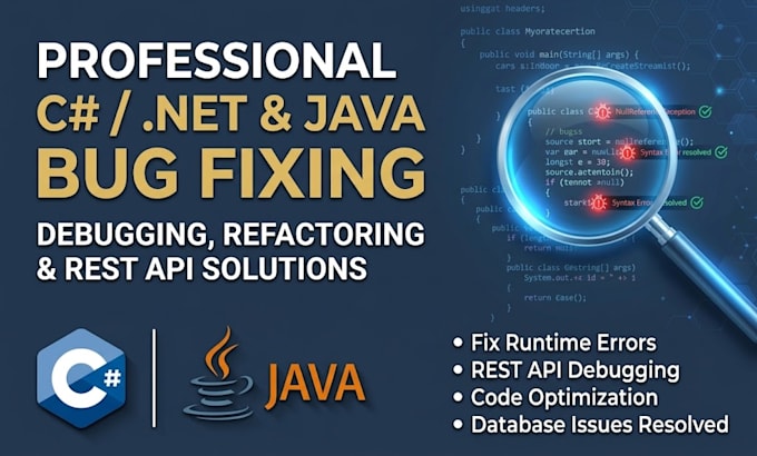fix bugs and resolve errors in csharp dotnet and java applications