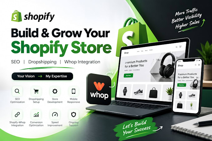 complete seo shopify dropshipping store development connect shopify with whop