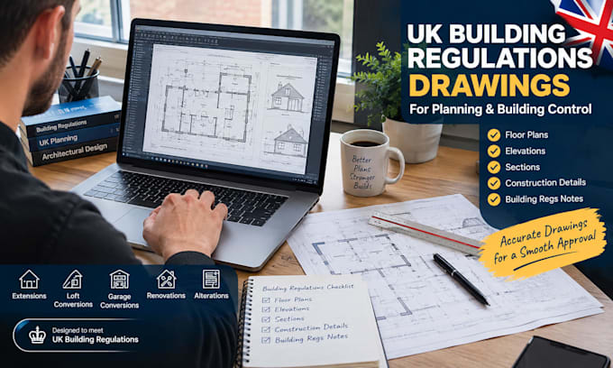 create UK building regulations drawings for planning and building control