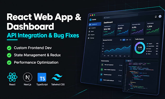 build API integrated react based web application