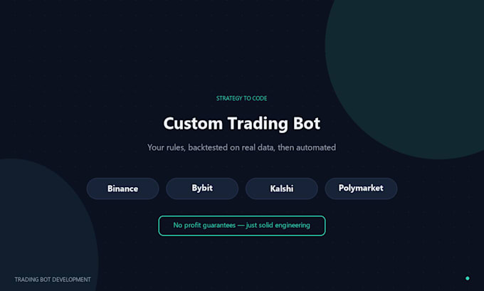 build a custom python trading bot for crypto, kalshi or polymarket