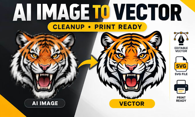convert ai generated image to vector, ai logo cleanup, print ready artwork