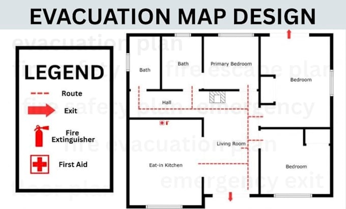 professional evacuation map clear emergency exit routes