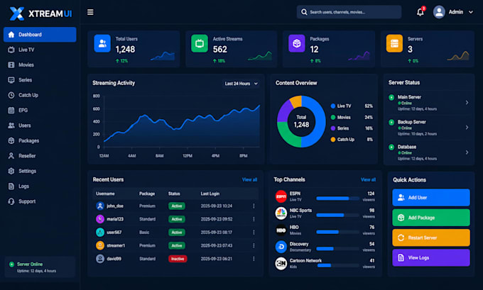 setup the best xtream ui, xui one, server setup, admin panel