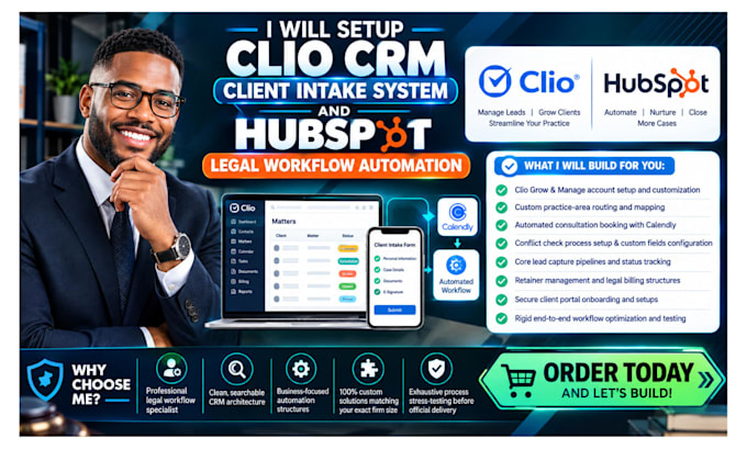 setup clio crm client intake system and hubspot legal workflow automation