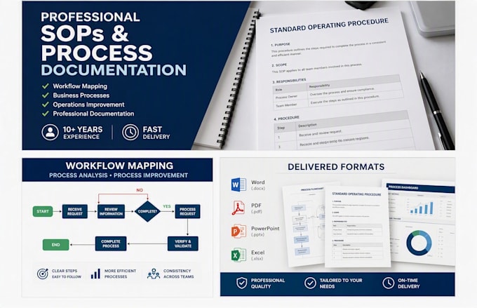 create professional sops process maps and workflow documets