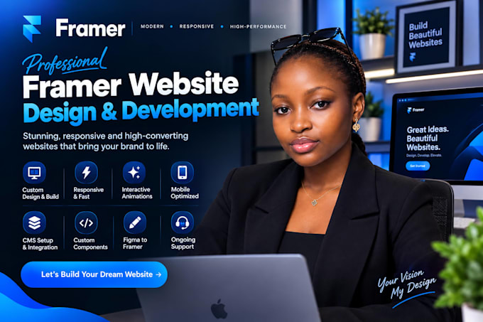 design or develop modern framer or webflow website or do figma to framer