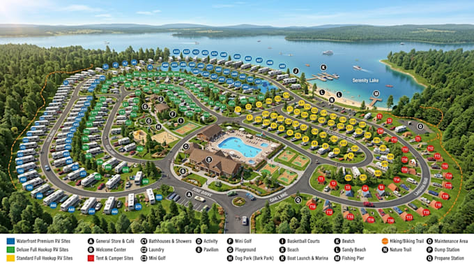 create professional campground, campus, site and wayfinding maps