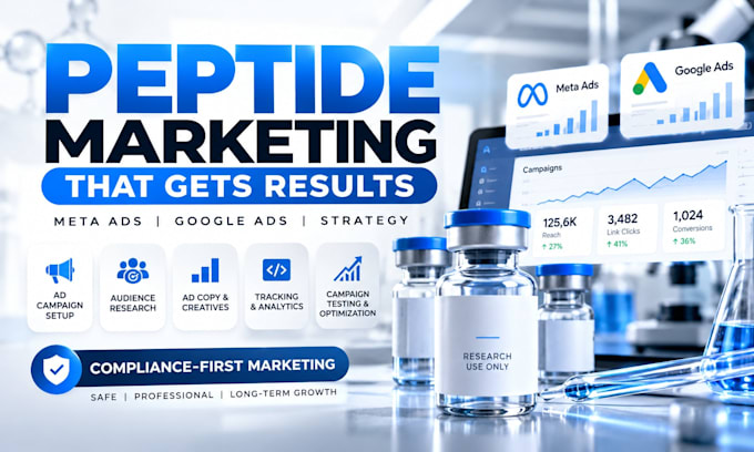 setup and fix peptide marketing peptide facebook google tiktok social media ads