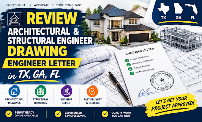 review architectural and structural engineer drawing engineer letter in tx ga fl