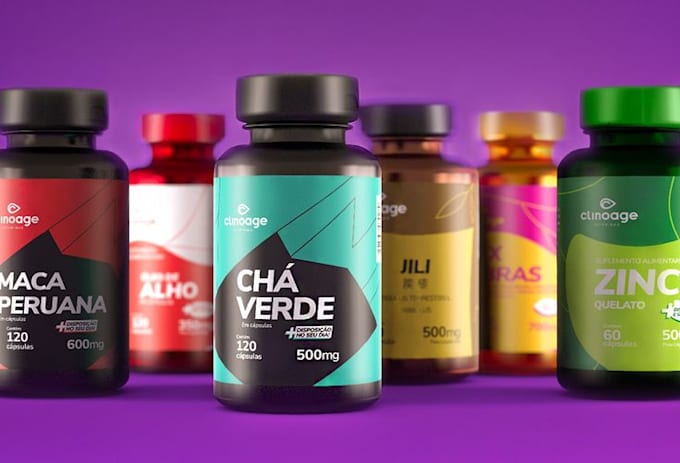 design supplement label, vitamin label and wellness packaging