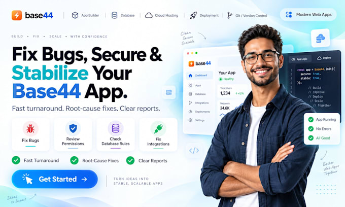 secure debug and fix bugs in your base44 app security audit error fixing api rev