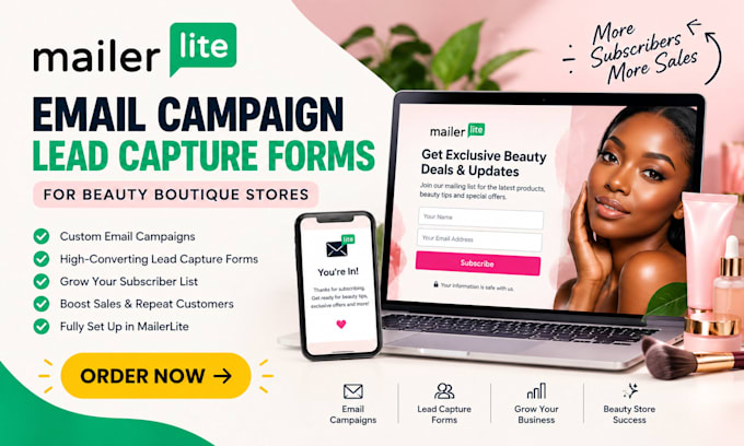 create mailerlite email campaign  lead capture forms beauty boutique stores