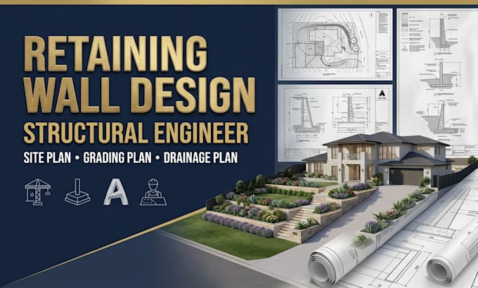 retaining wall design, site plan drainage plan grading plan australian architect