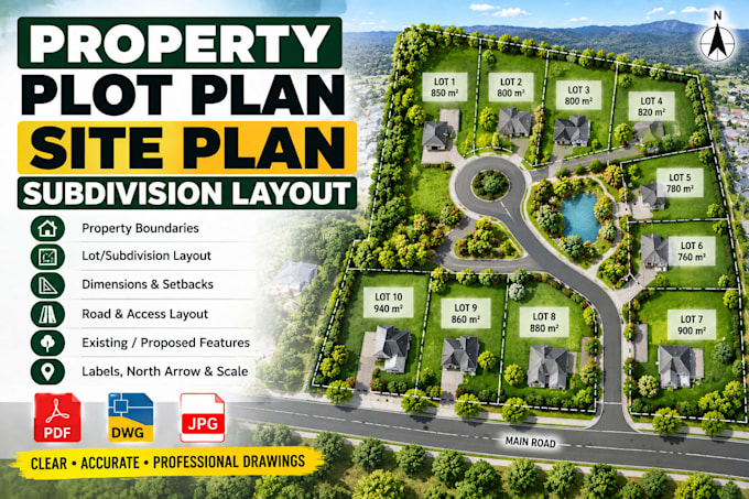 create property plot plan, site plan and subdivision layout