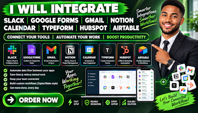 integrate slack google forms gmail notion calender typeform hubspot airtable