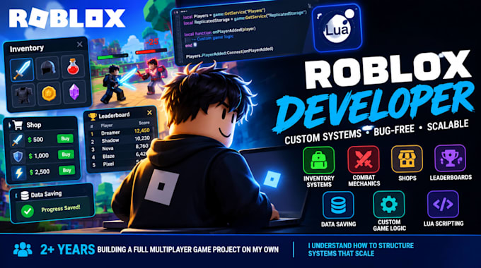 develop roblox games and scripts using lua