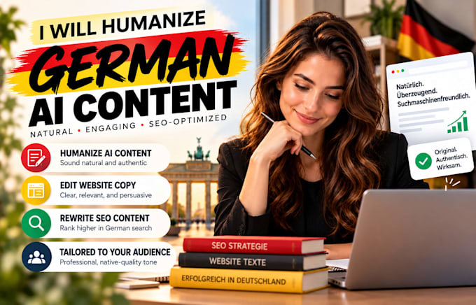 humanize german ai content, edit website copy, rewrite SEO content
