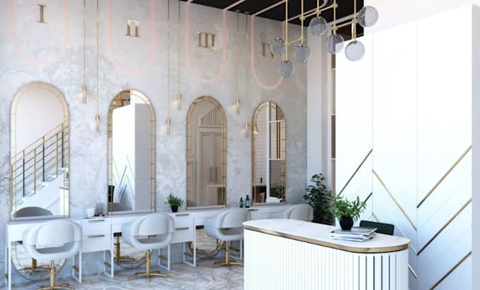 design modern salon and spa interior with 3d rendering