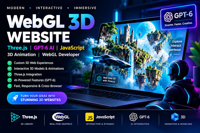 webgl 3d website threejs gpt6 ai javascript 3d animation webgl developer