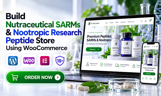 build nutraceutical sarms and nootropic research peptide store using woocommerce