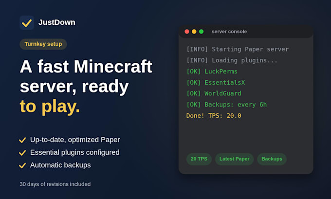 set up an optimized minecraft paper server for your host