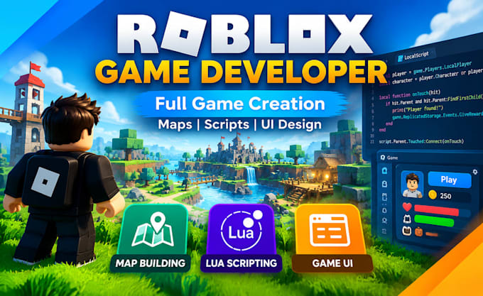 build a high quality roblox game, build map, script and develop full roblox game