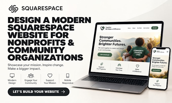 design a modern squarespace website for nonprofits and community organizations