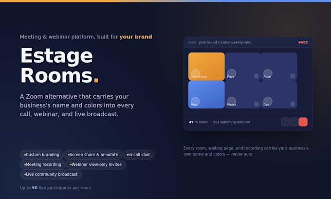 set up personalised branded meeting application and webinar platform like zoom