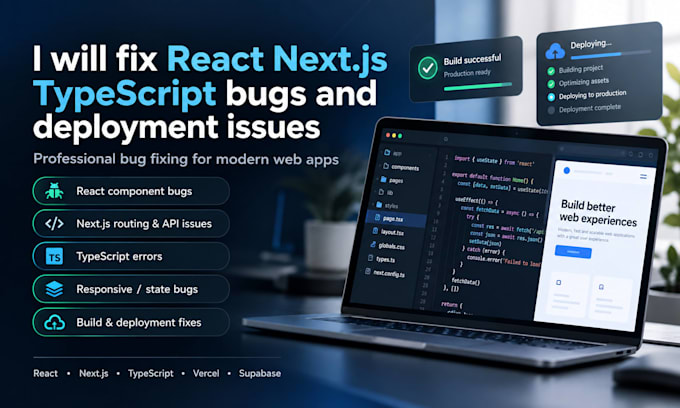 fix react nextjs typescript bugs and deployment issues
