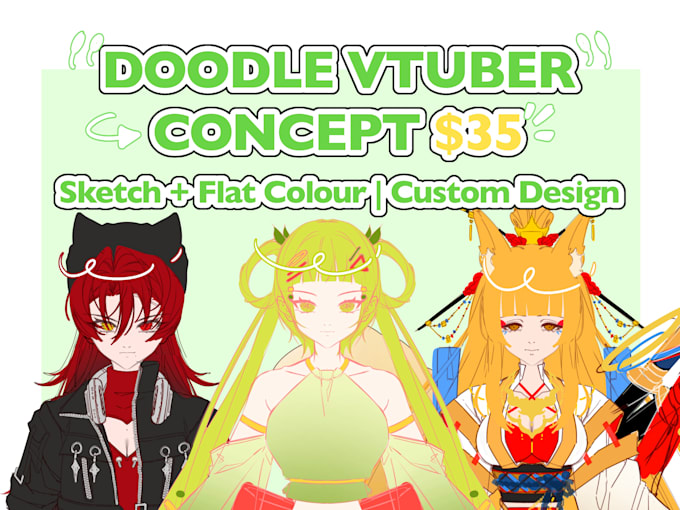 doodle vtuber concept sketch flat colour