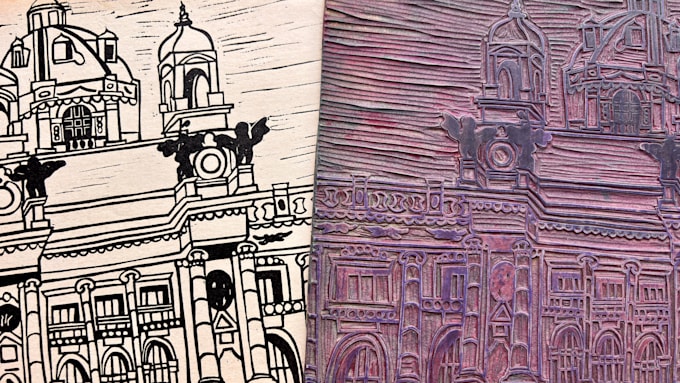 create custom handmade linocut print and block illustration