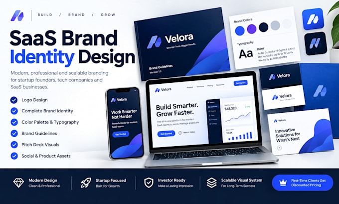 design saas brand identity, visual systems for startup founders, tech companies