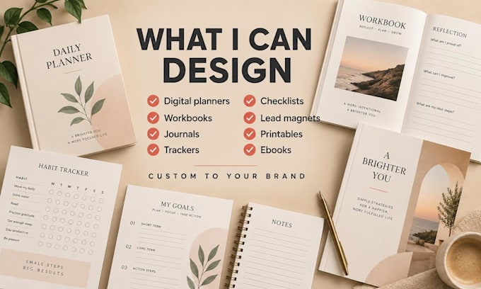 design a beautiful digital planner workbook or printable in canva