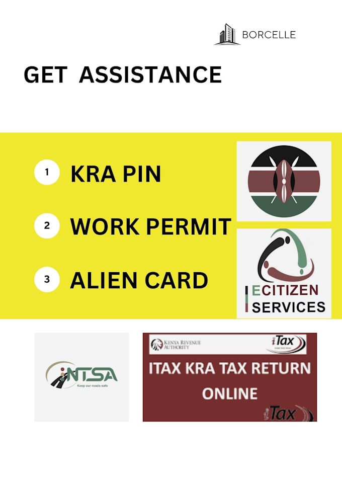 get non resident kra pin,alien card and work permit