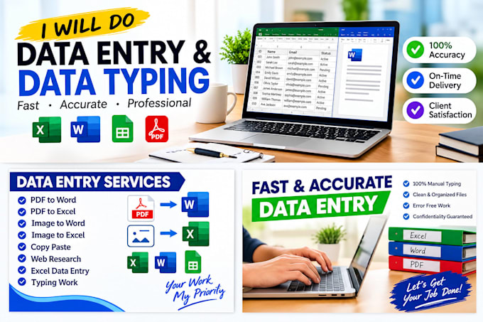 do accurate data entry, excel work, and typing tasks