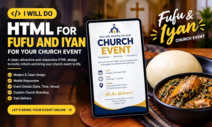 do html for fufu iyan for your church event